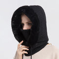 Winter Thick Plush Hat With Scarf - Windproof Warm Knit Hats Hooded