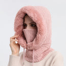 Winter Thick Plush Hat With Scarf - Windproof Warm Knit Hats Hooded