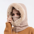 Winter Thick Plush Hat With Scarf - Windproof Warm Knit Hats Hooded