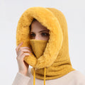 Winter Thick Plush Hat With Scarf - Windproof Warm Knit Hats Hooded
